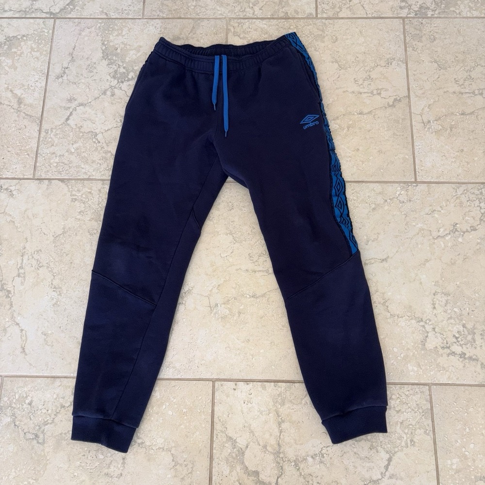 Umbro Mens Graphic Tracksuit Trousers Medium Navy Blue Polyester